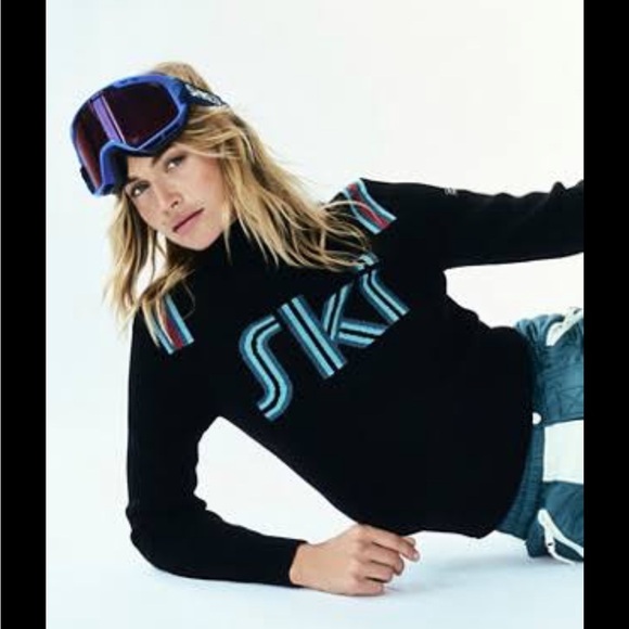 NWT Free People Falke Mock Turtleneck Pullover Ski Sweater Size Medium Black - Picture 1 of 17
